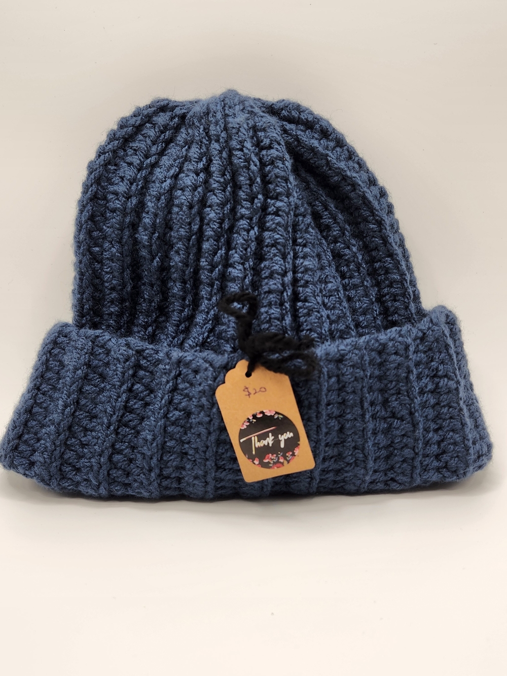 Cozy Ribbed Crochet Knit Unisex Beanie - Denim Blue